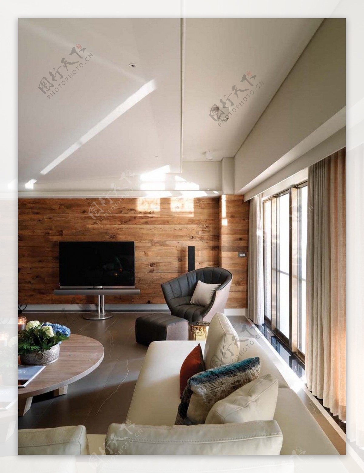现代清新客厅白色吊灯室内装修JPEG图