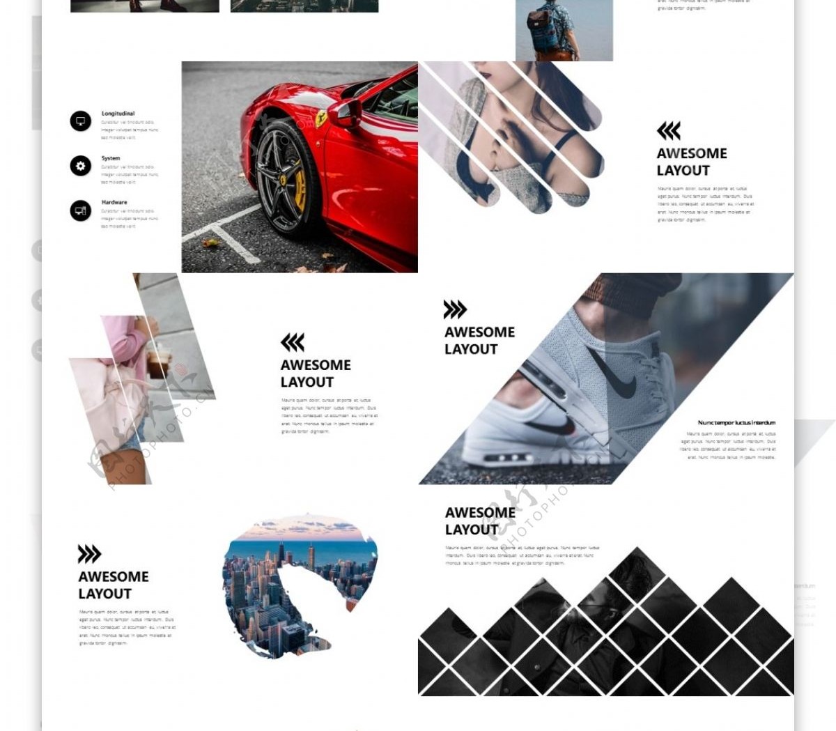 时尚欧美杂志风黑白产品发布总结PPT模板
