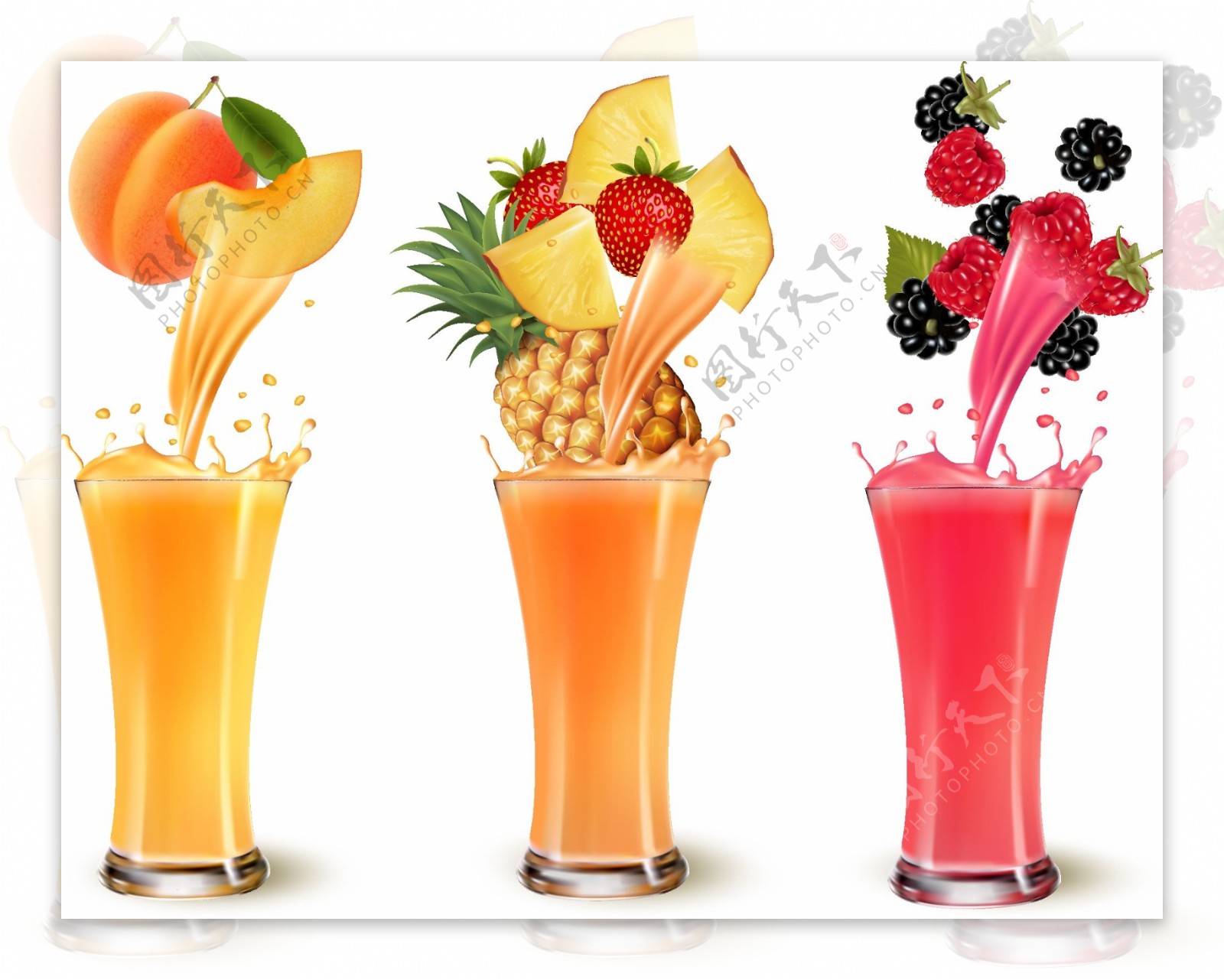 美味的水果果汁插画