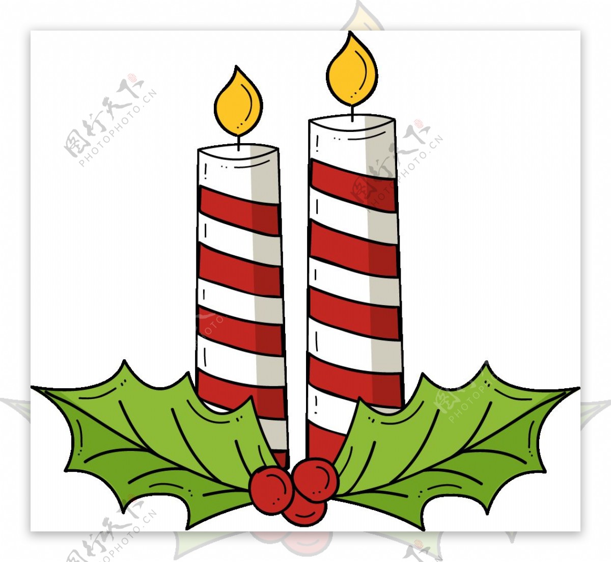 卡通圣诞装饰蜡烛PNG元素