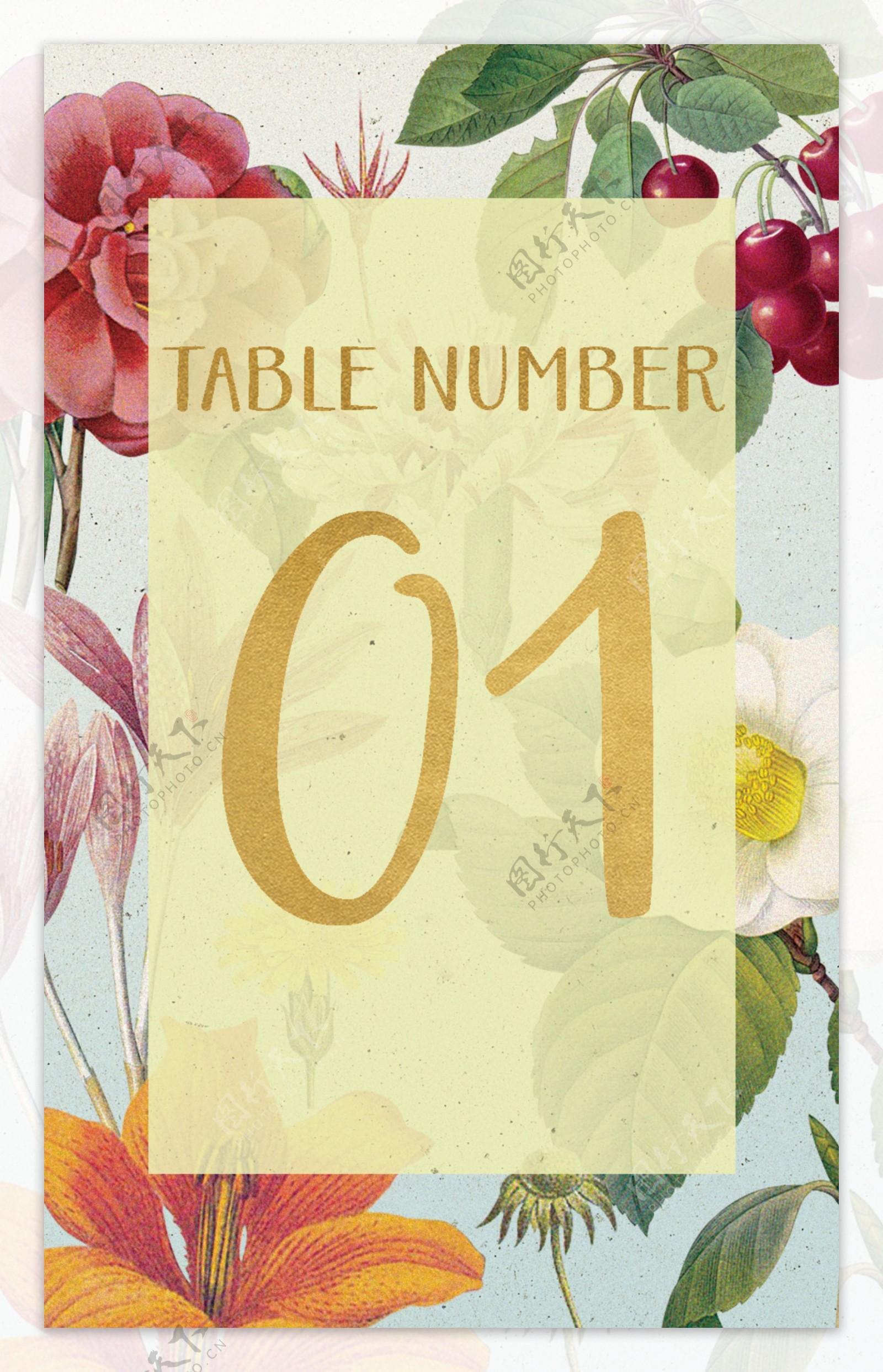 花卉背景装饰桌子号码牌psd源文件