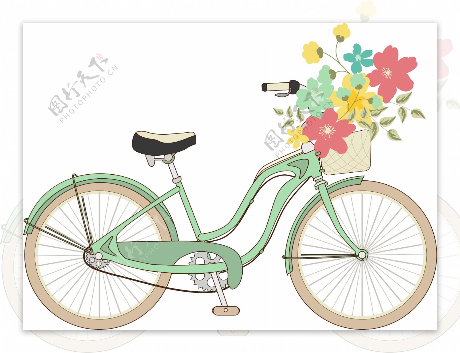手绘卡通可爱的自行车