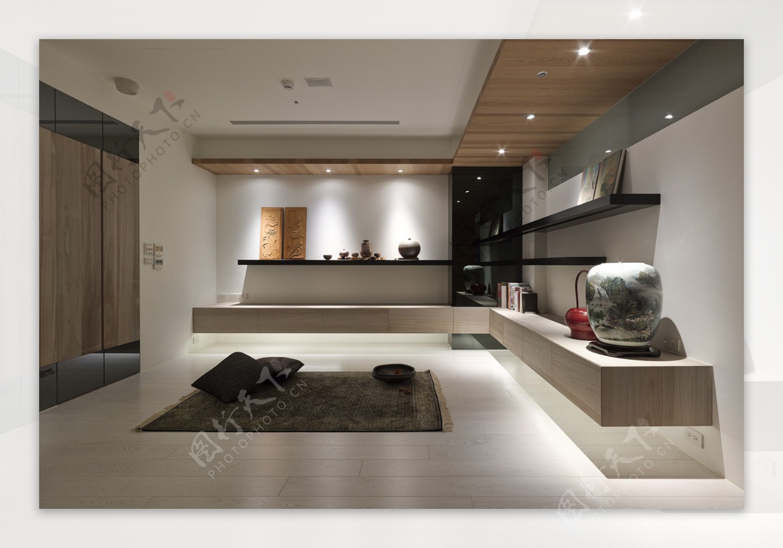 日式精致客厅白色壁灯室内装修效果图