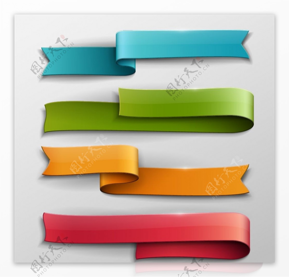 多种颜色的绸带造型标签矢量素材