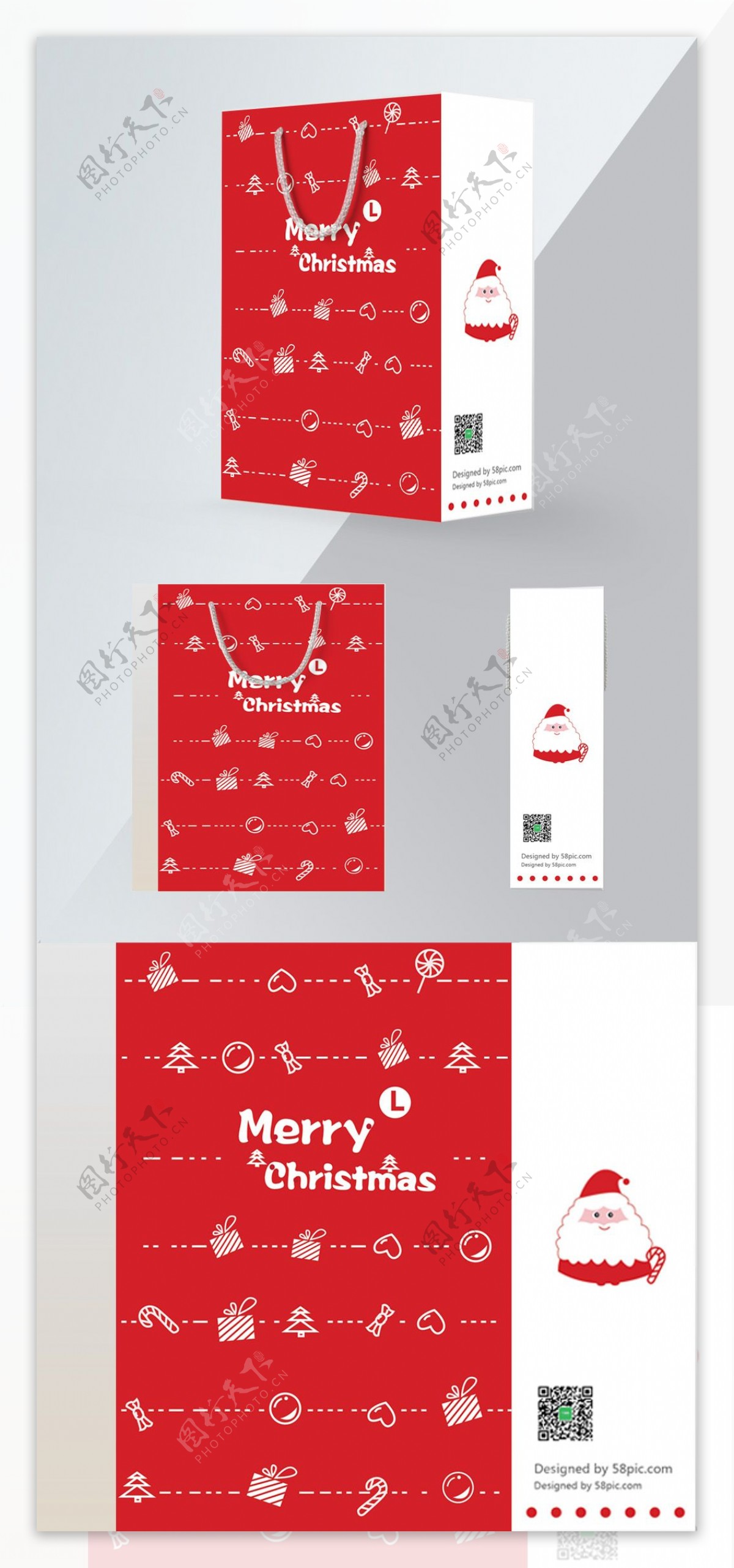 圣诞节礼物原创手提袋包装精美纸袋设计红色