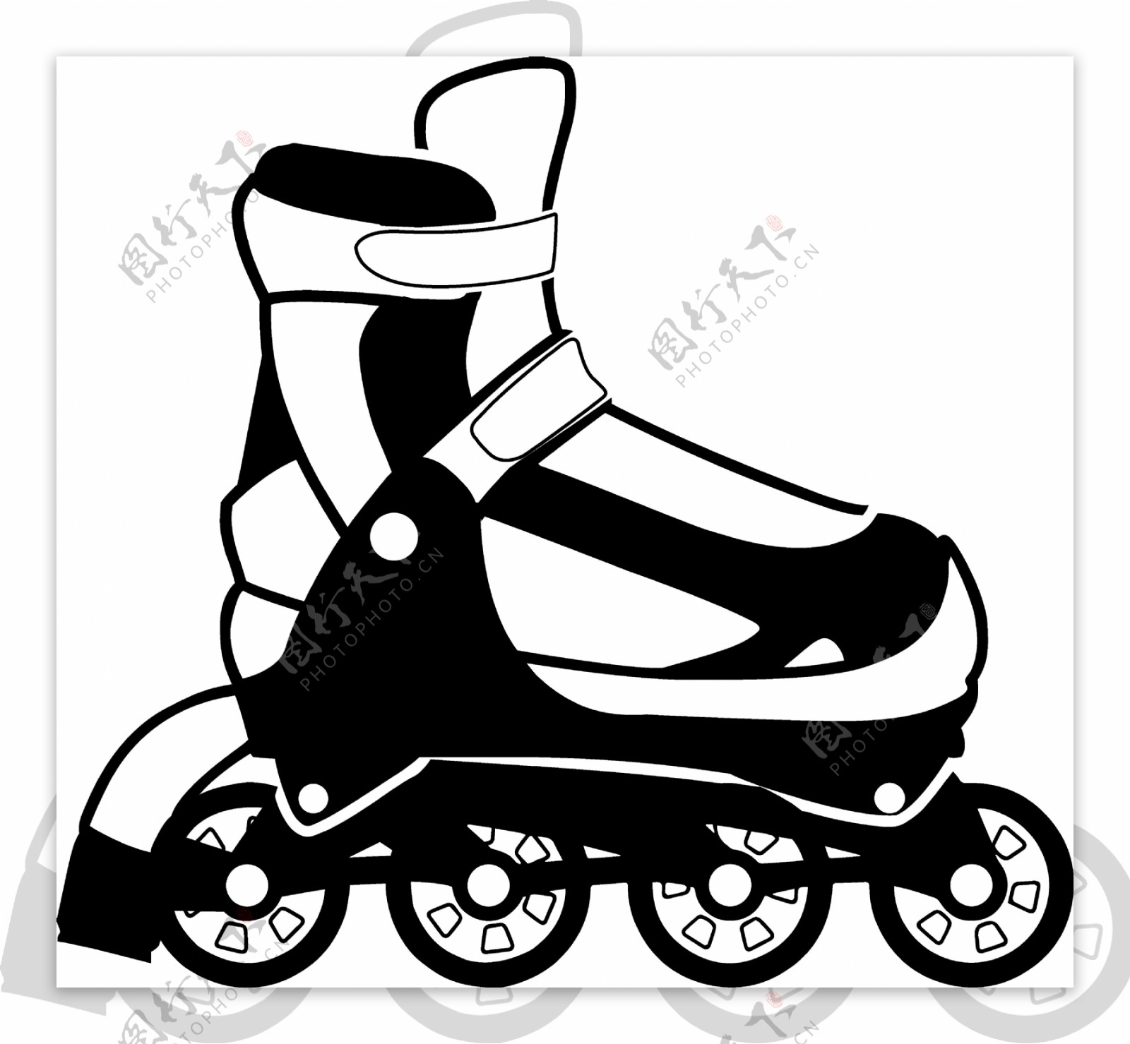 卡通黑色溜冰鞋png元素