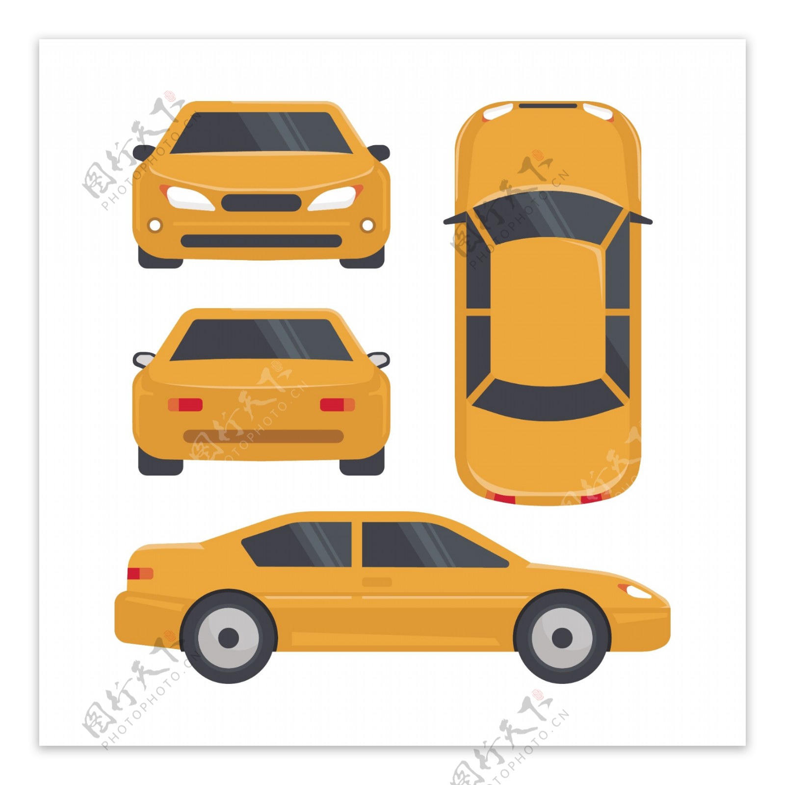 黄色卡通小轿车设计
