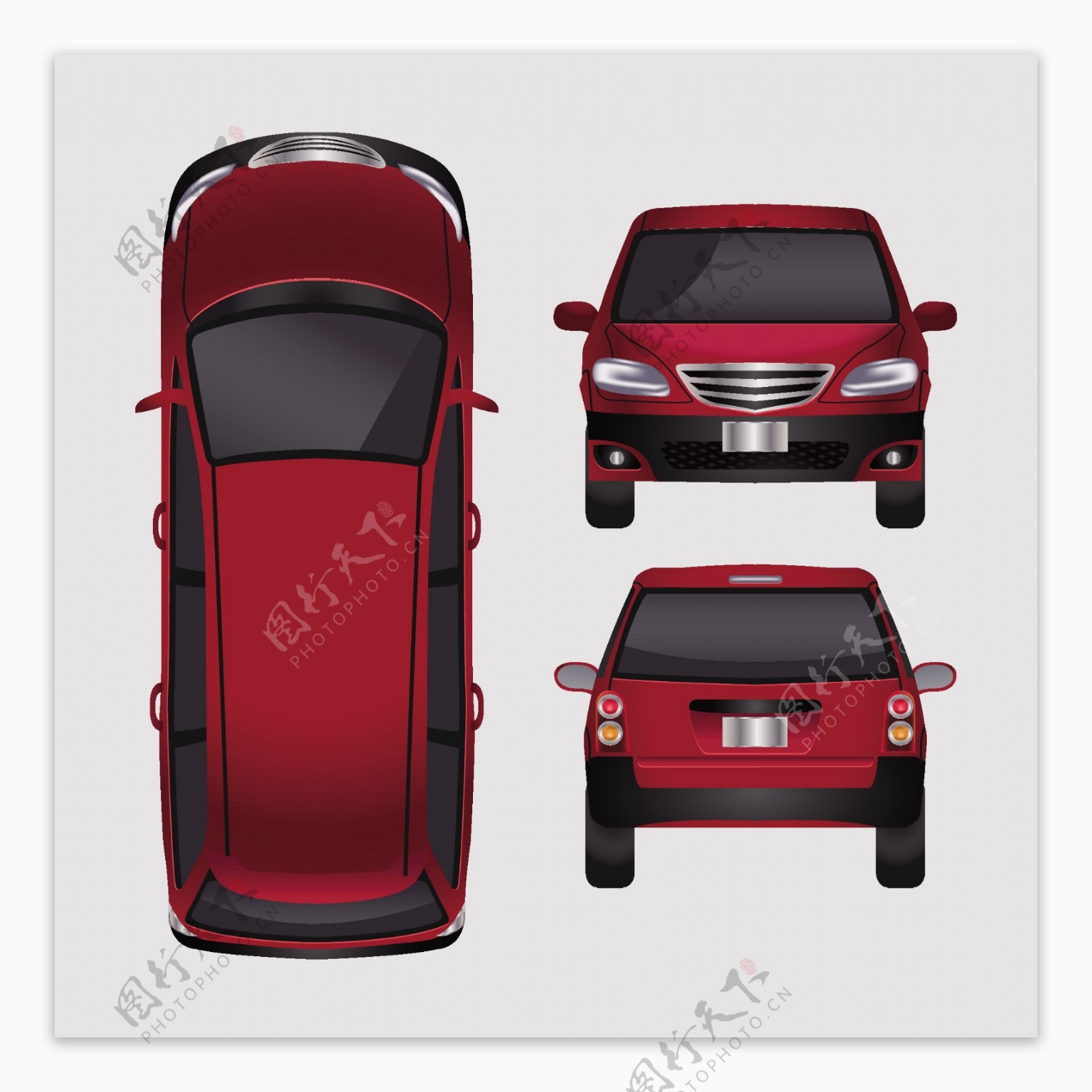 红色卡通小轿车元素设计