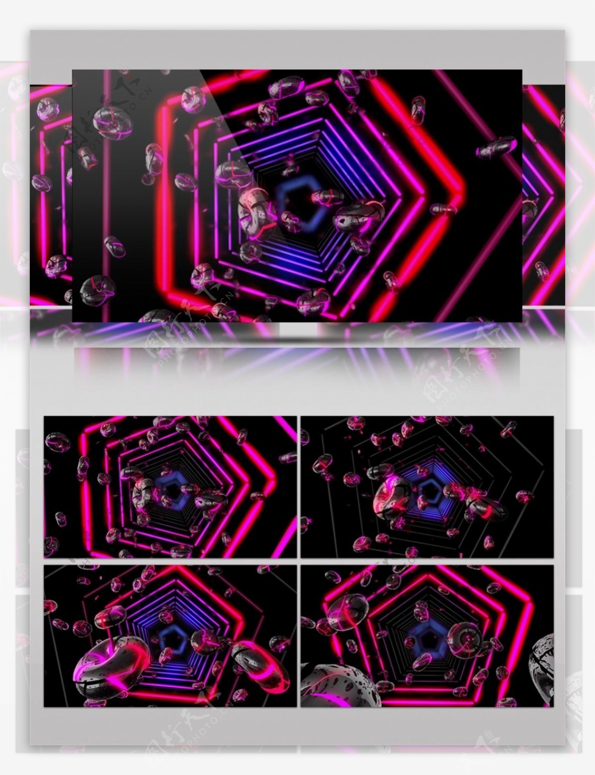 紫色五角隧道动态视频素材