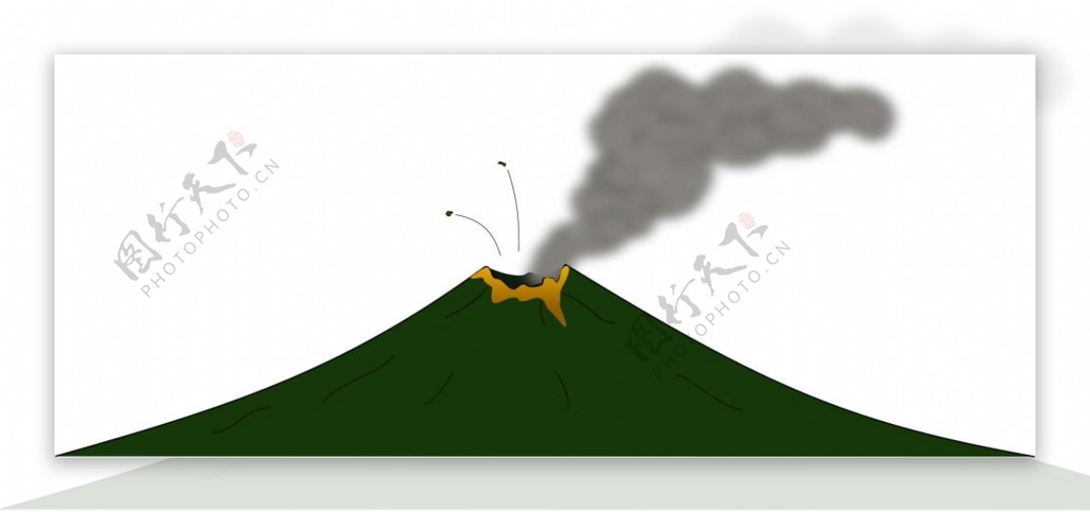 卡通绿色火山喷发png元素