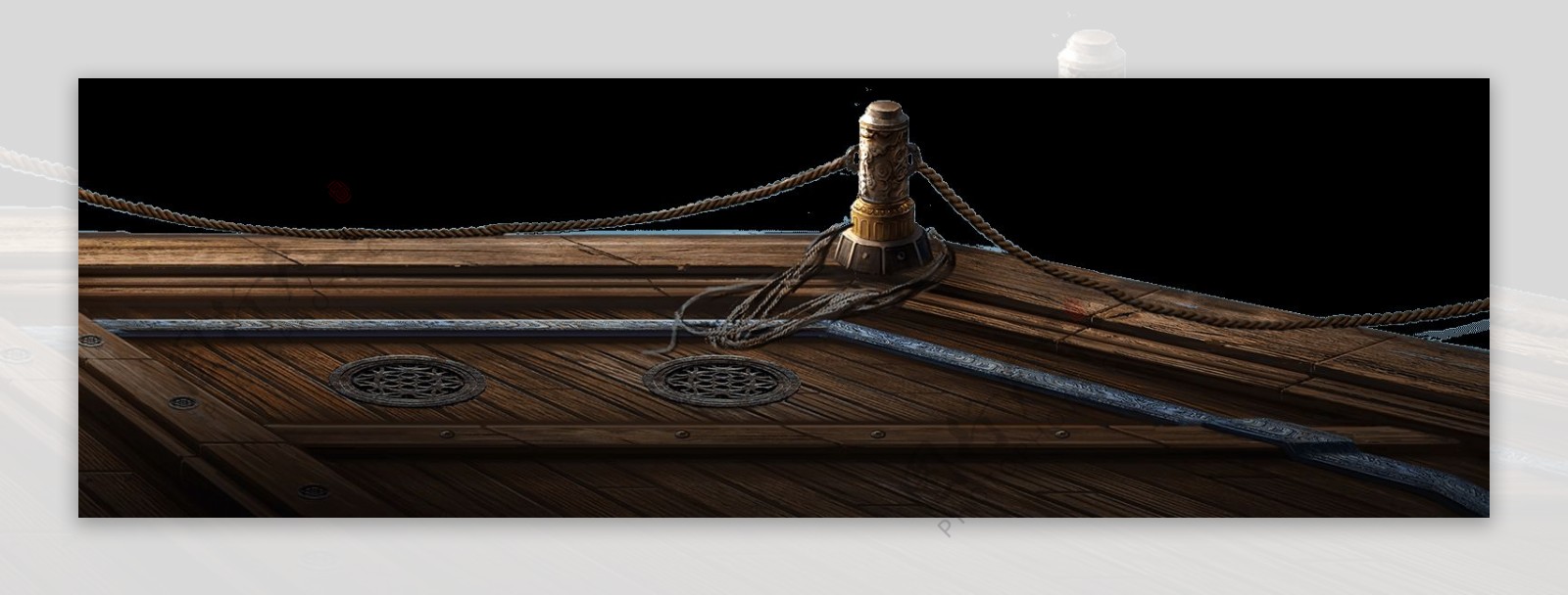 游戏手绘古代轮船角落PNG元素