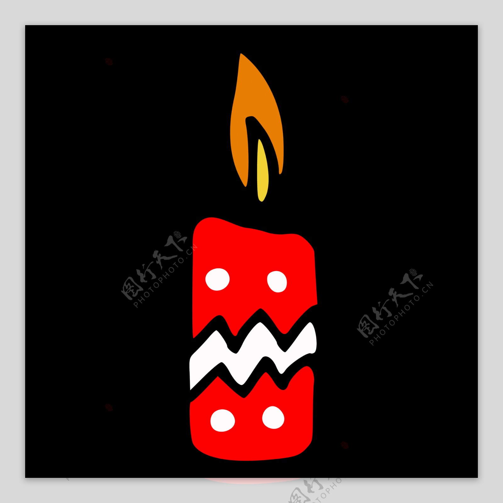 手绘一支红色蜡烛冬天透明装饰素材