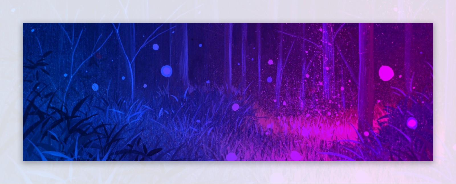 紫色清新森林系banner背景