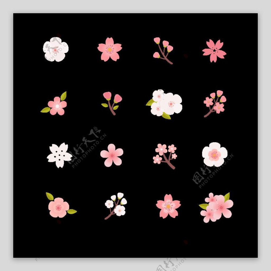 清新风格粉色樱花装饰元素