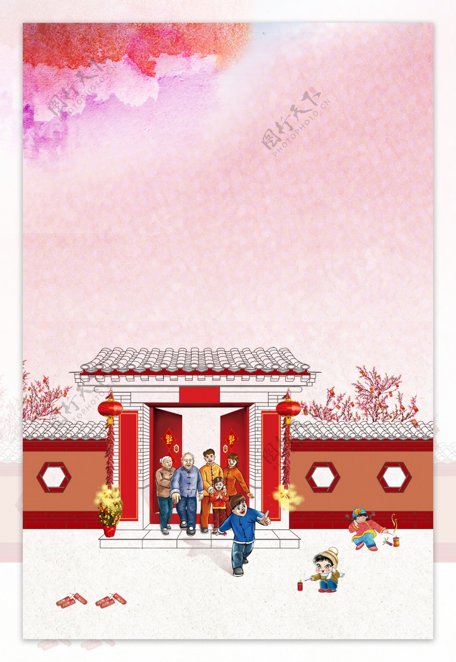 欢欢喜喜春节海报背景