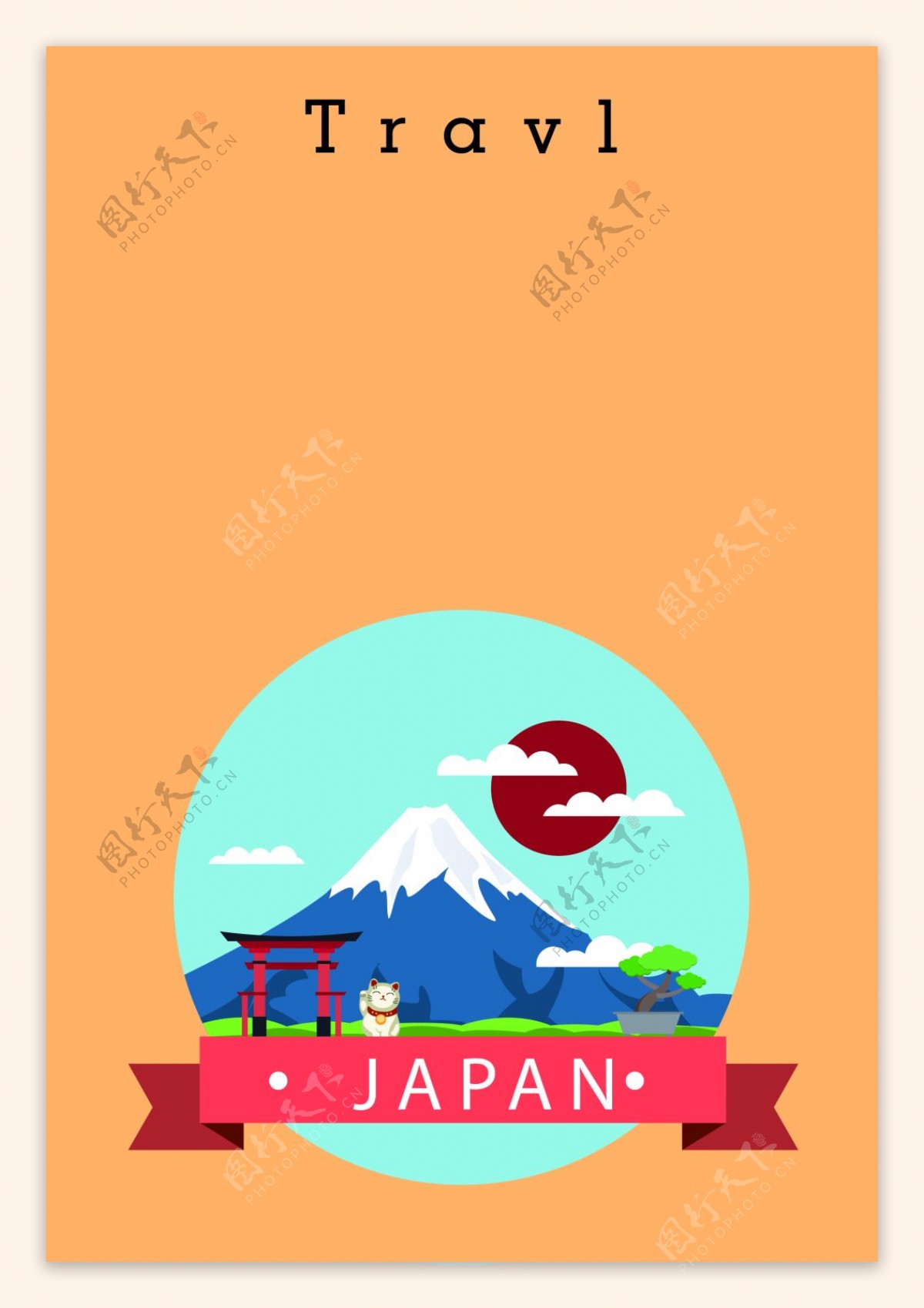 扁平化黄色日本旅游海报背景