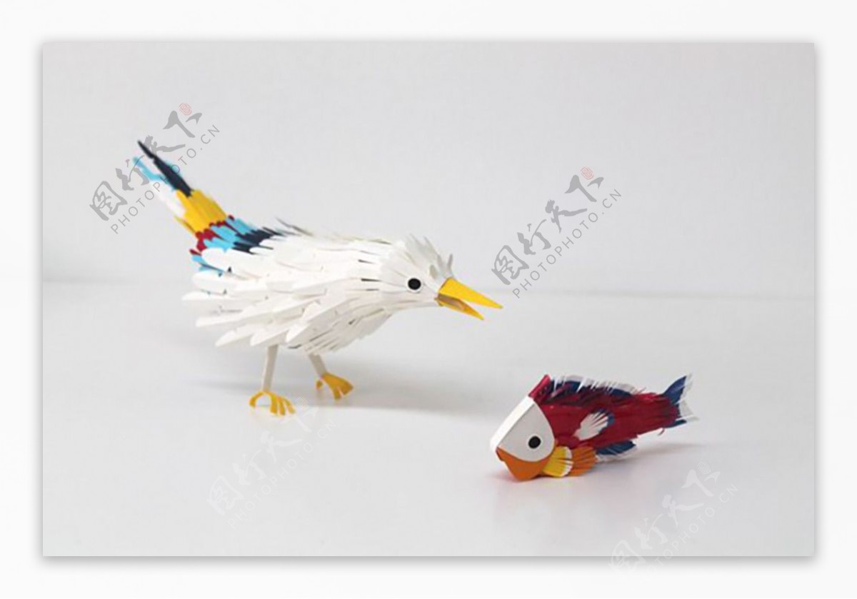 可爱的动物纸鸟纸鱼jpg素材