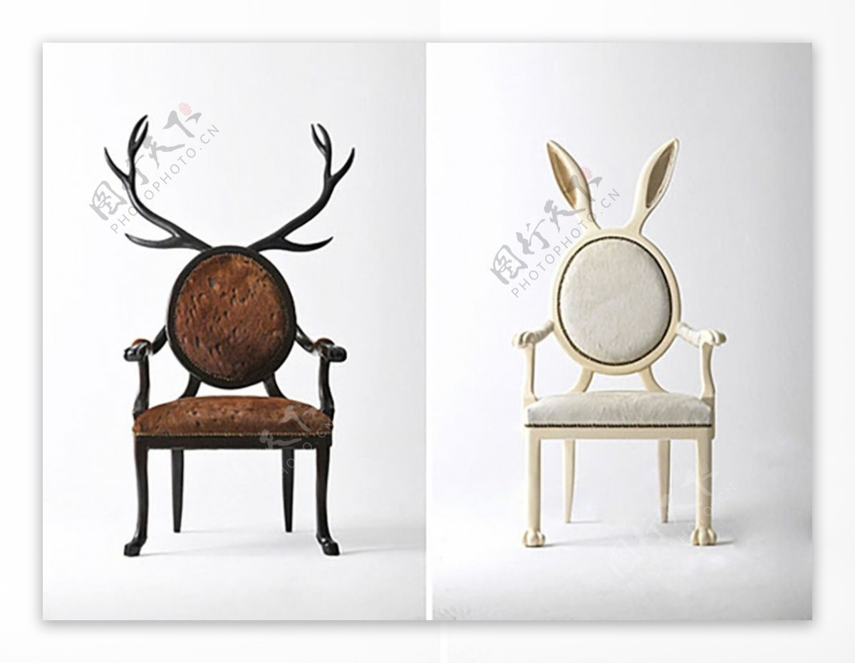 可爱木质的动物椅子jpg
