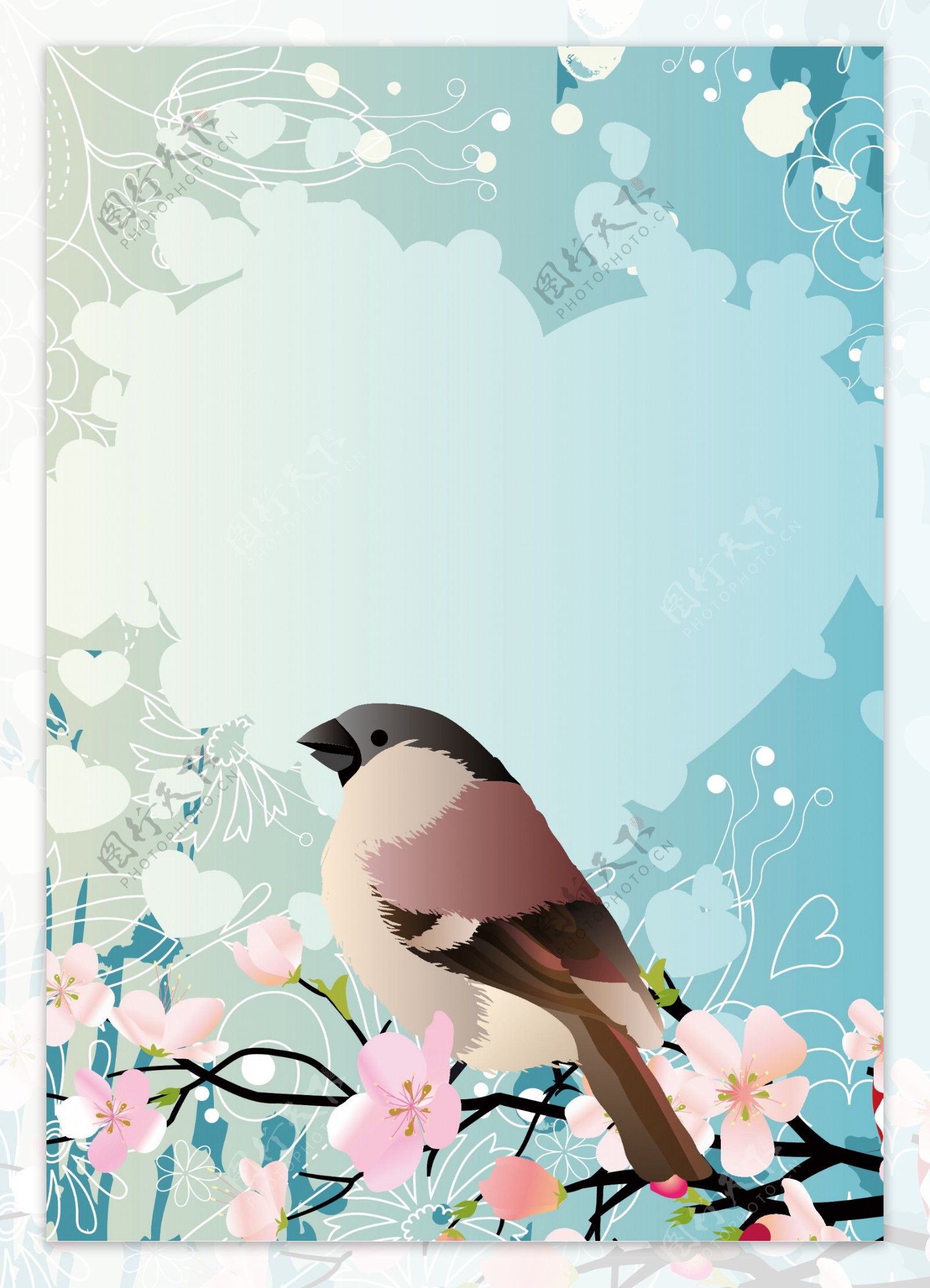 花卉小鸟背景装饰