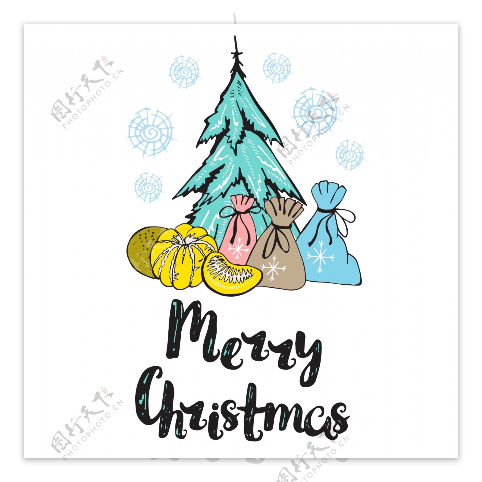 圣诞礼物树卡通素材