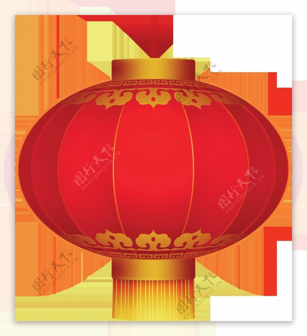 大红中式新年灯笼PNG元素