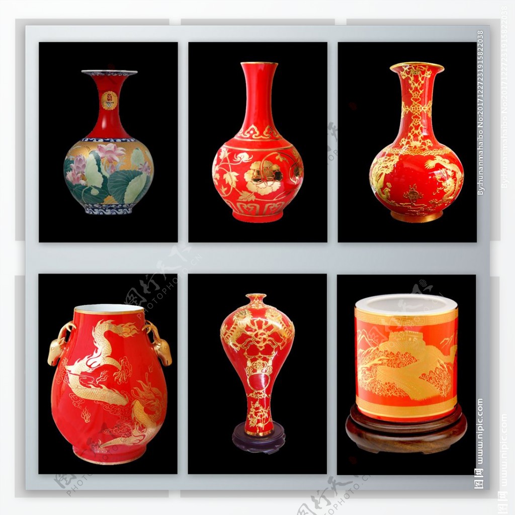 免抠中国风红色陶瓷png素材