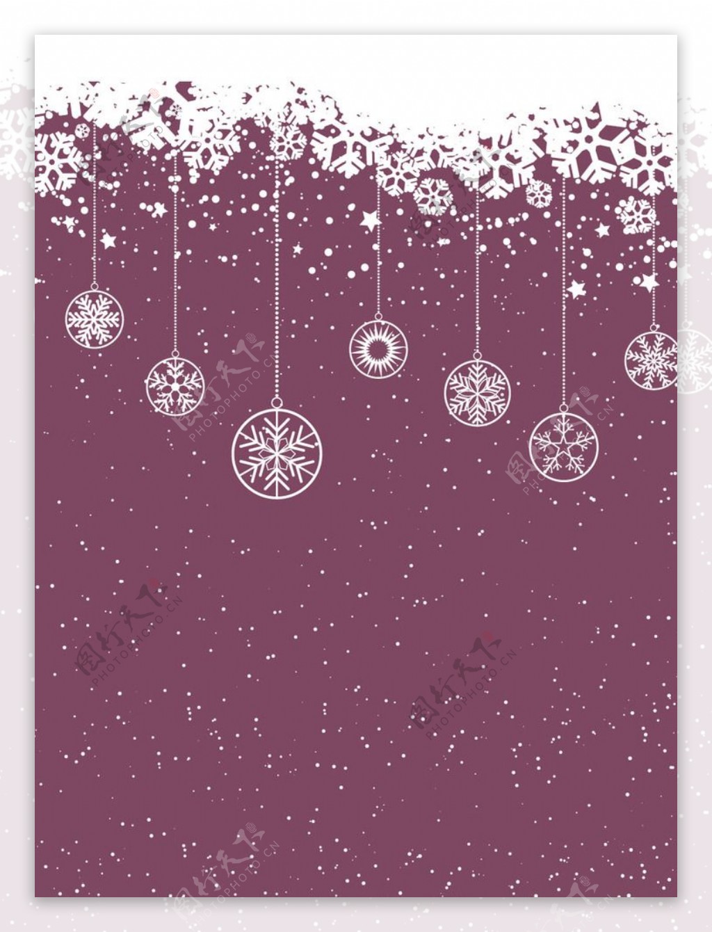 圣诞紫色雪花背景
