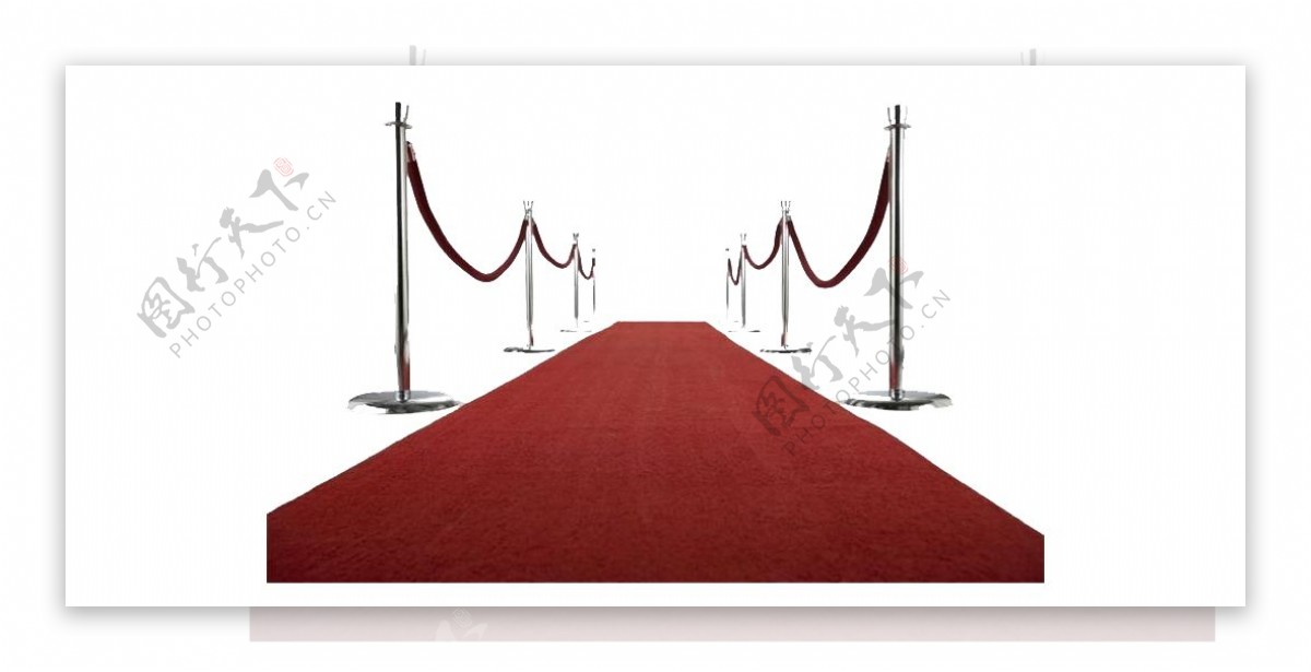 金属质感围栏红色地毯元素