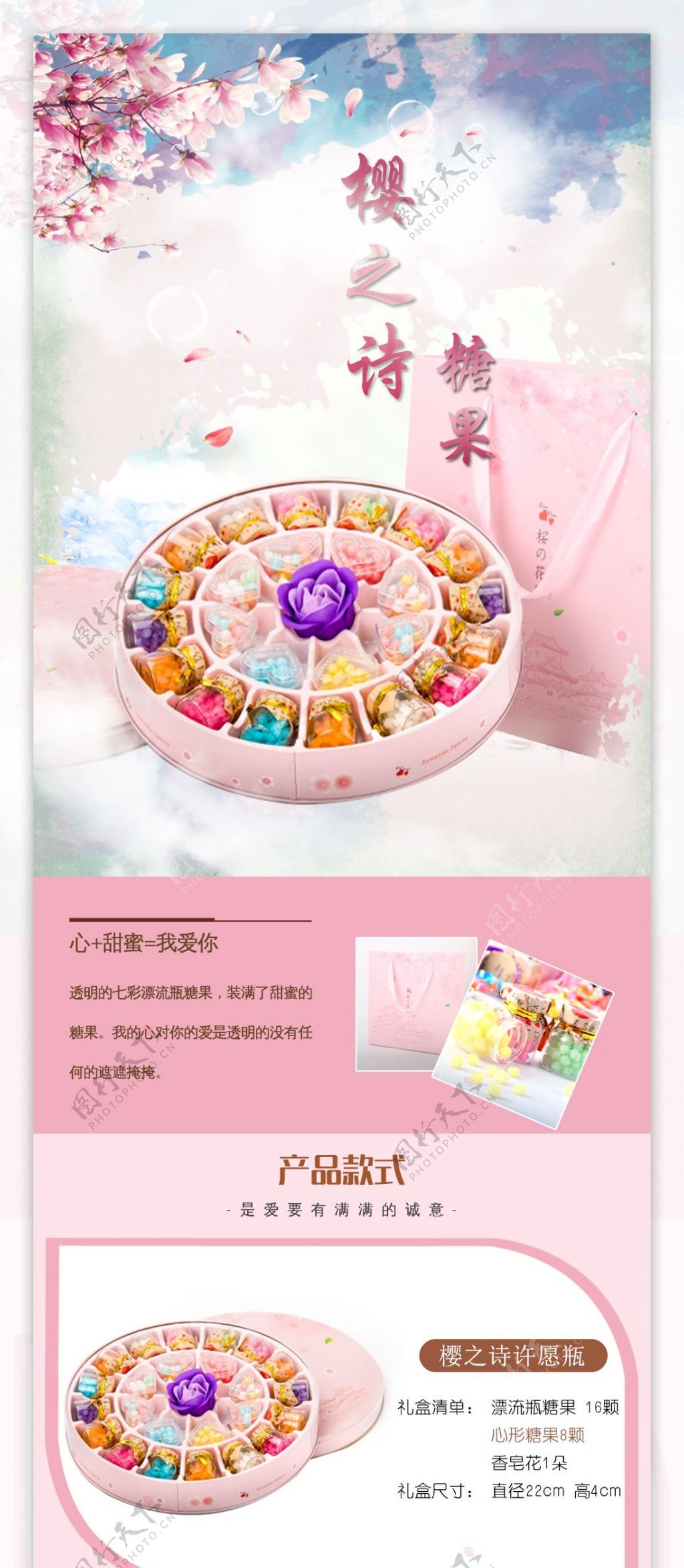 粉色糖果礼盒淘宝详情页