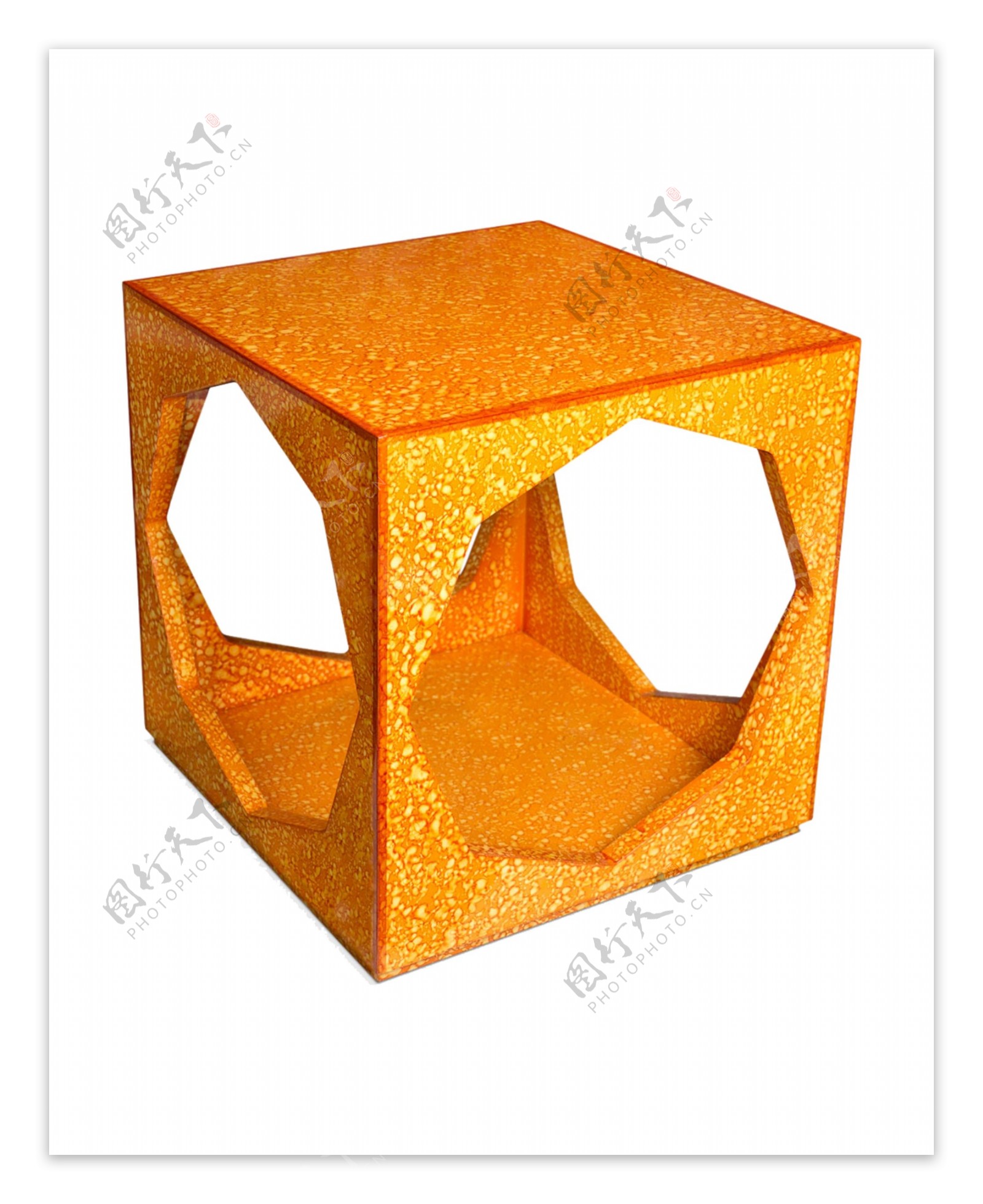 橙色方形桌子设计