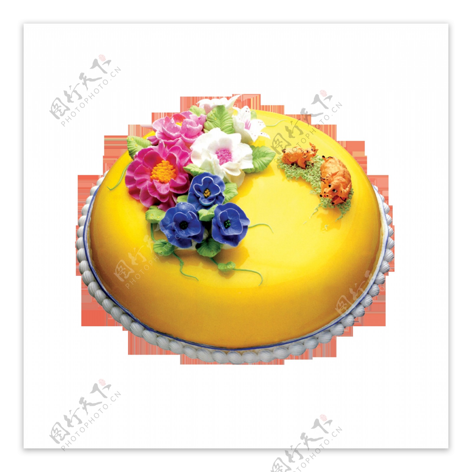黄色奶油花朵蛋糕素材