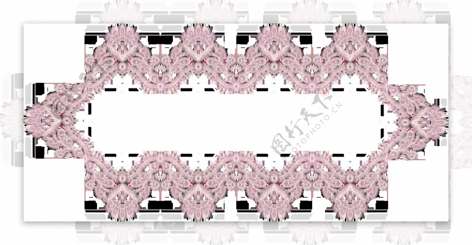 粉色花纹装饰框png元素