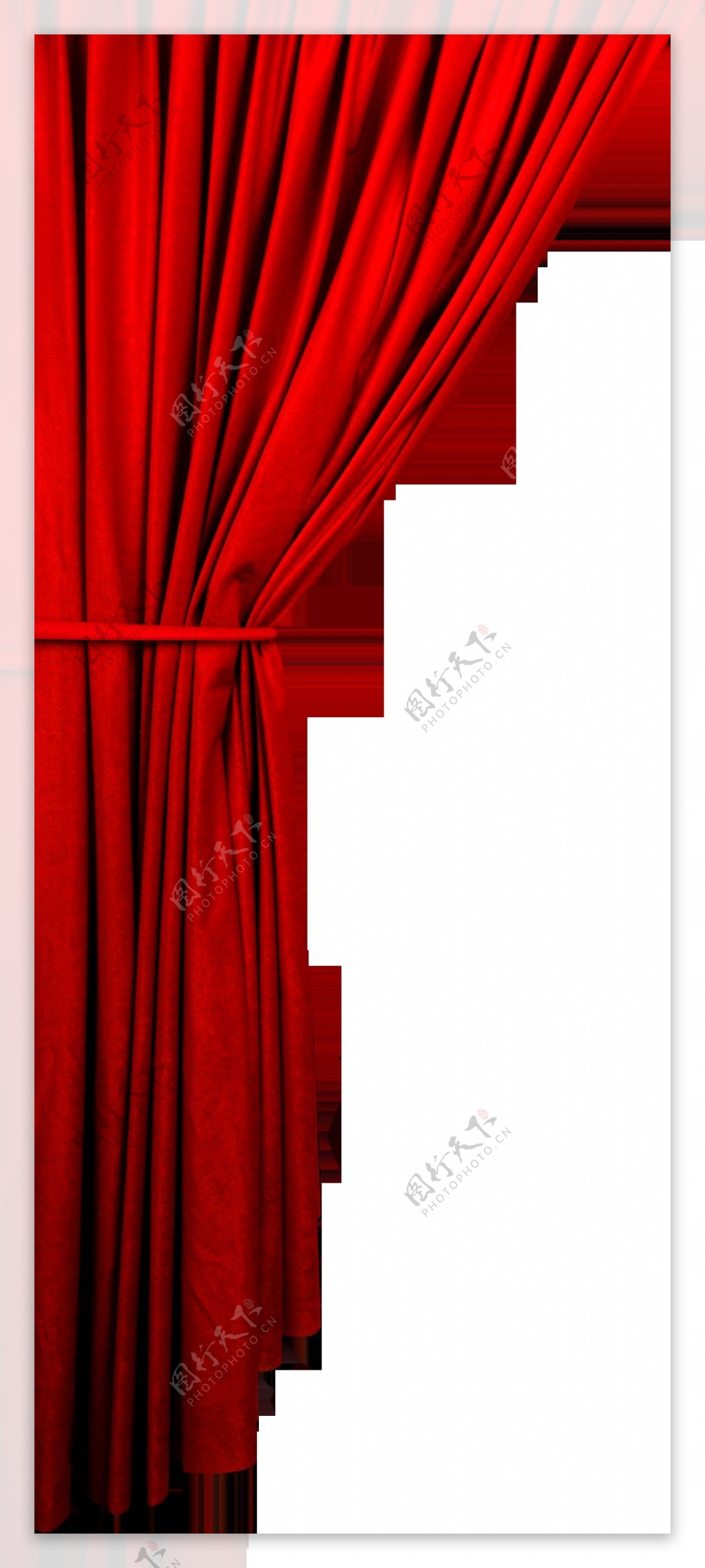 大红色拉开的帷幕年货节透明素材