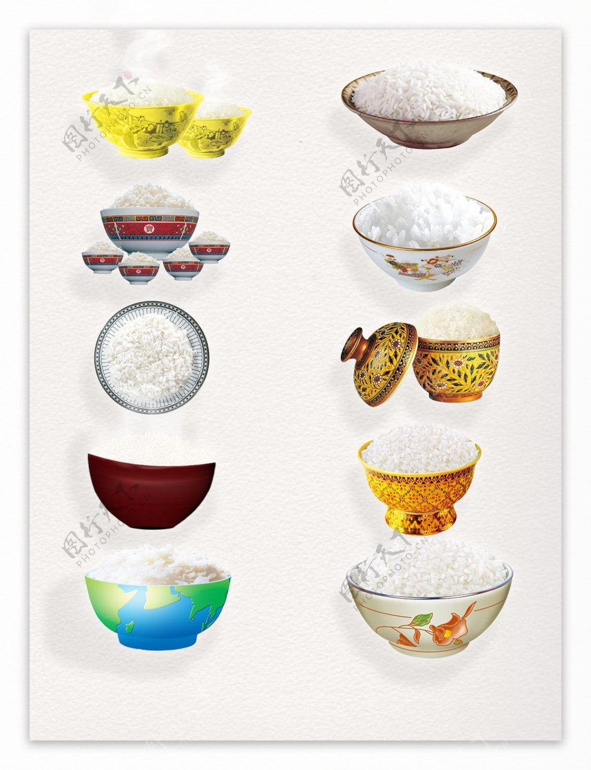 简约大气中国主食充饥米饭装饰图案