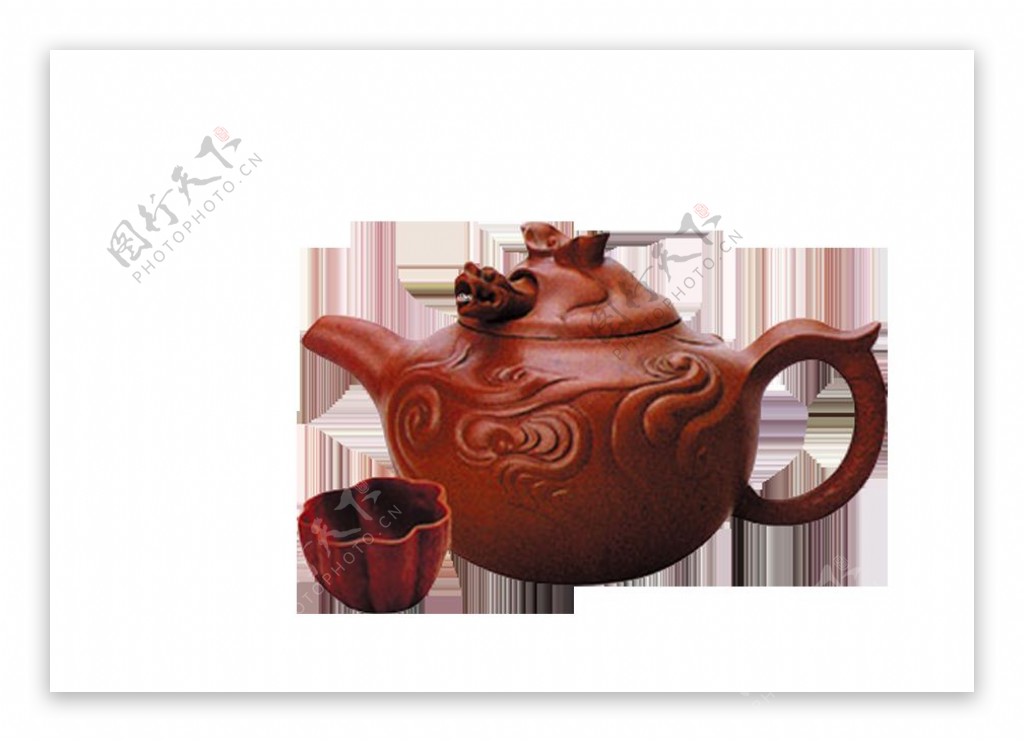 清新雅致深褐色茶壶产品实物