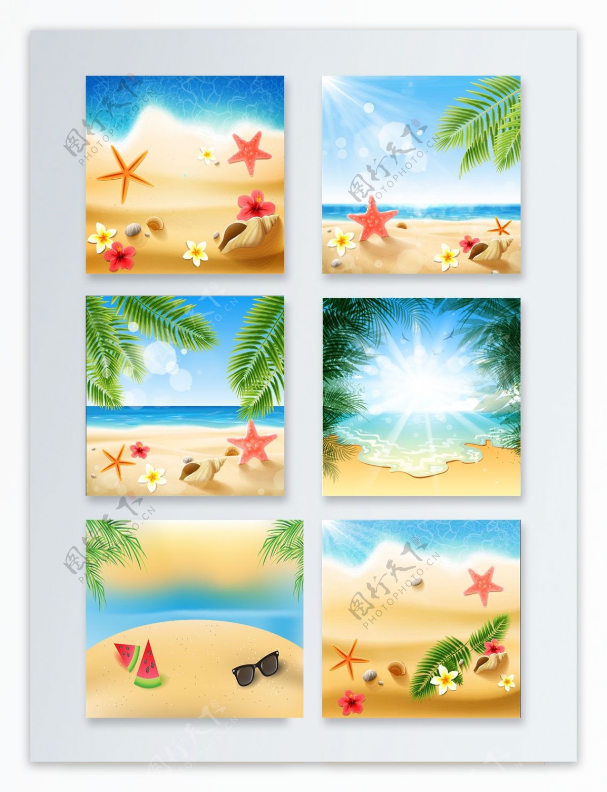 沙滩创意矢量风格AI格式主图背景