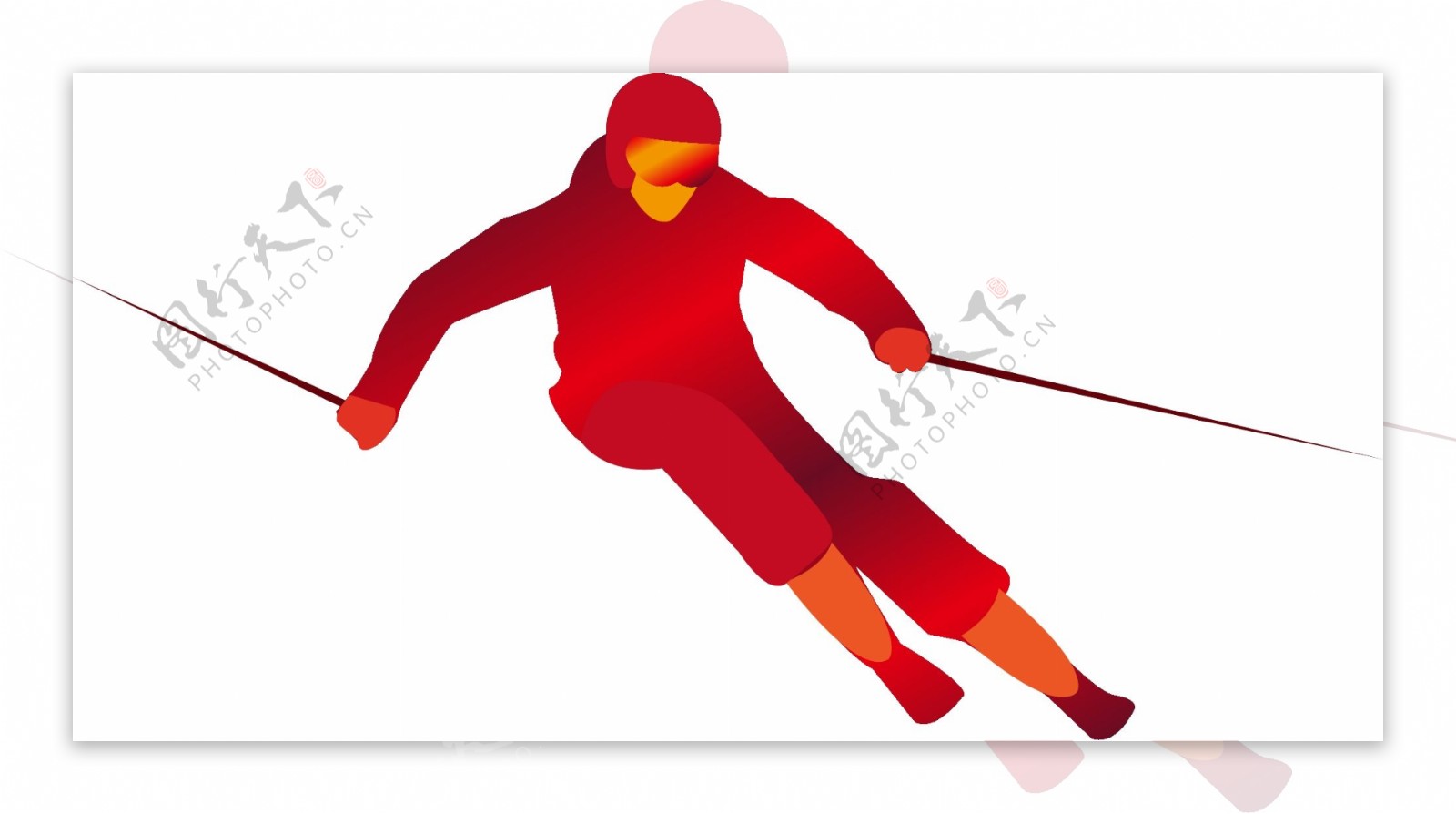 渐变酷炫滑雪运动员可商用元素