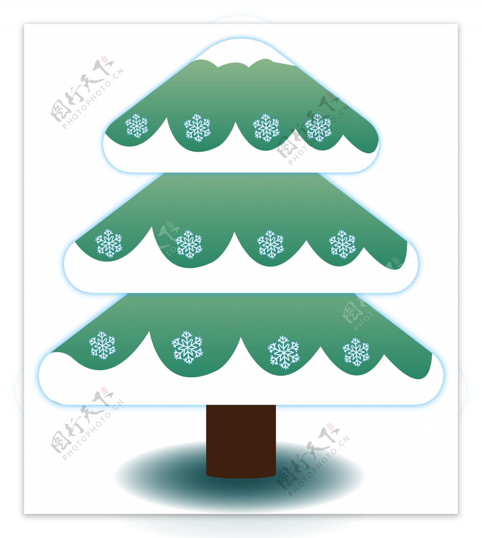 冬天松树积雪雪花矢量素材