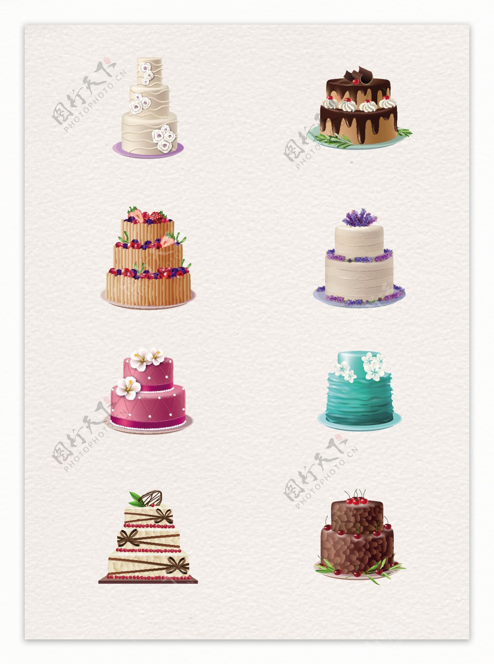 彩绘8组蛋糕设计