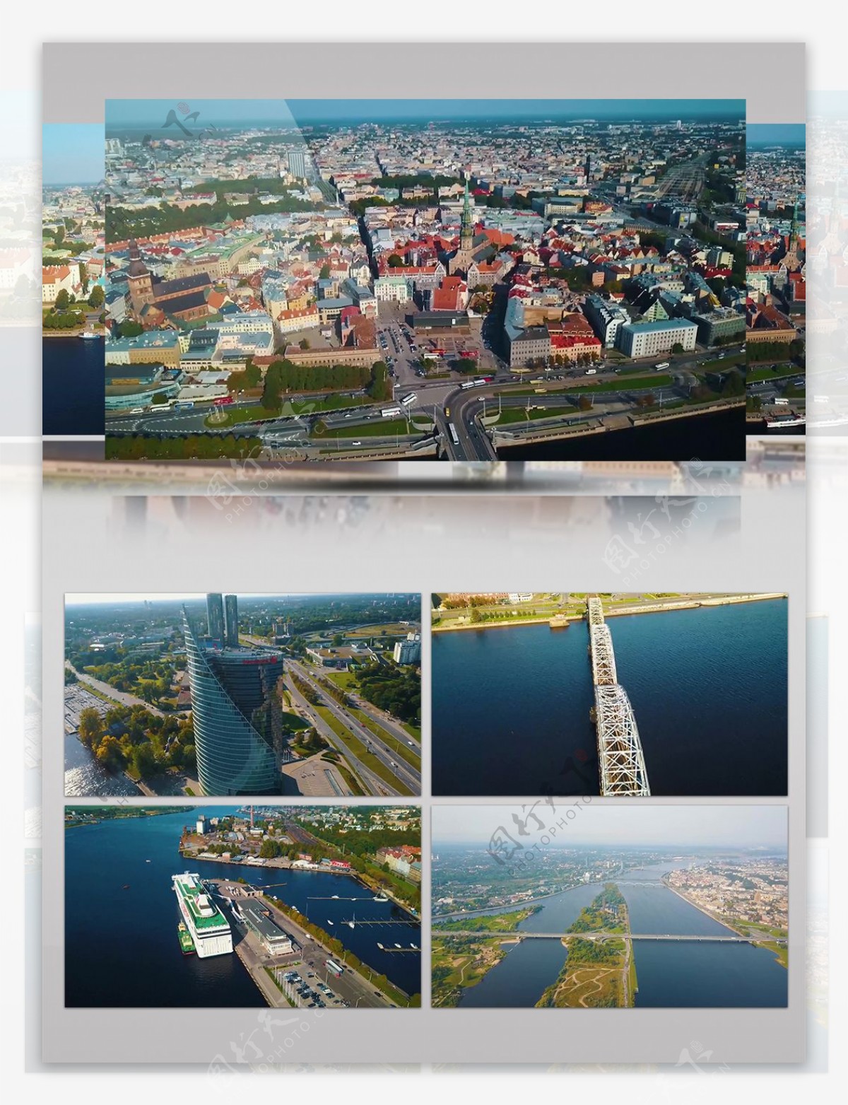 2k东欧拉脱维亚里加滨水城市景观航拍摄影
