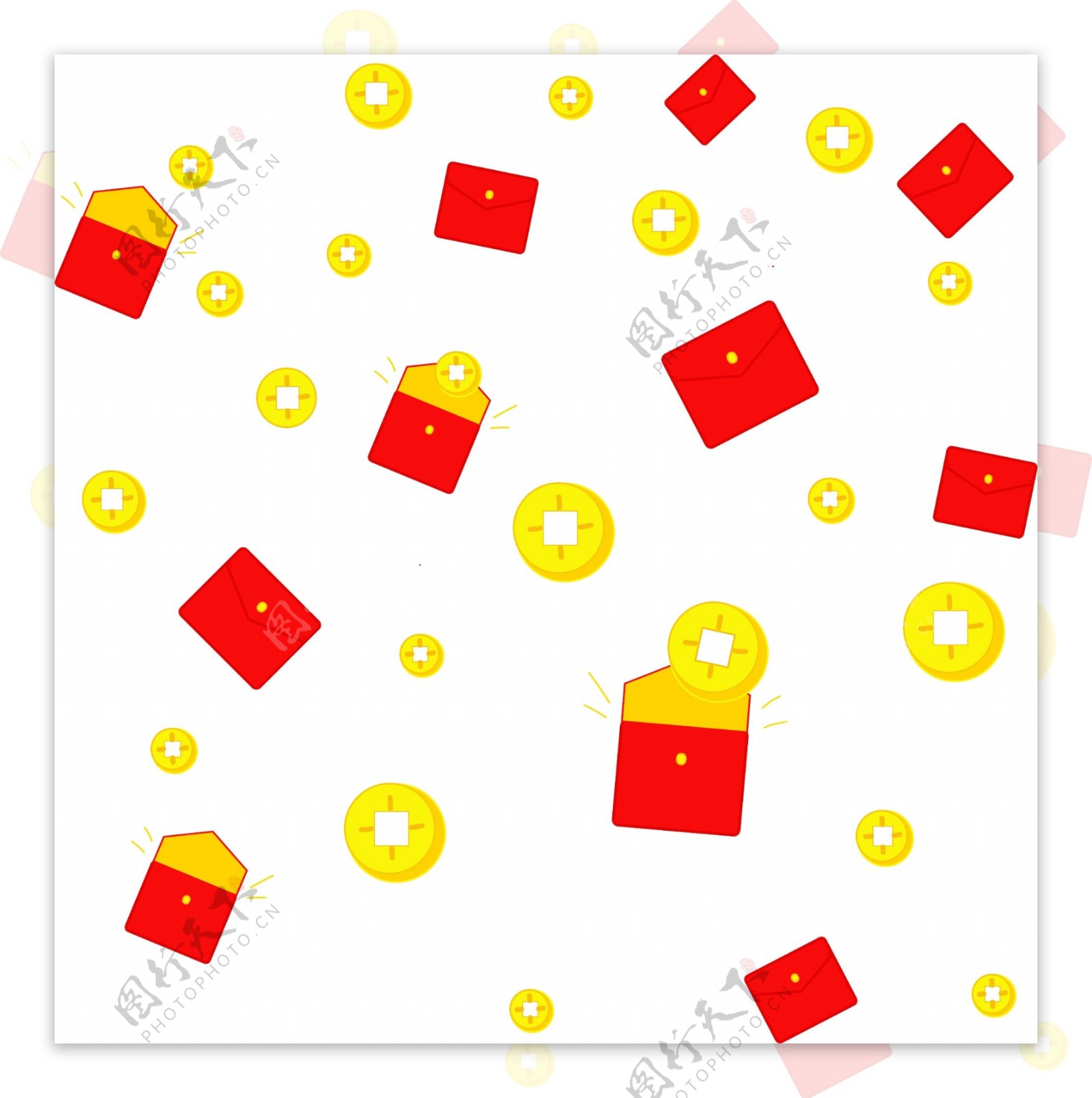 混合红包金币漂浮物矢量元素