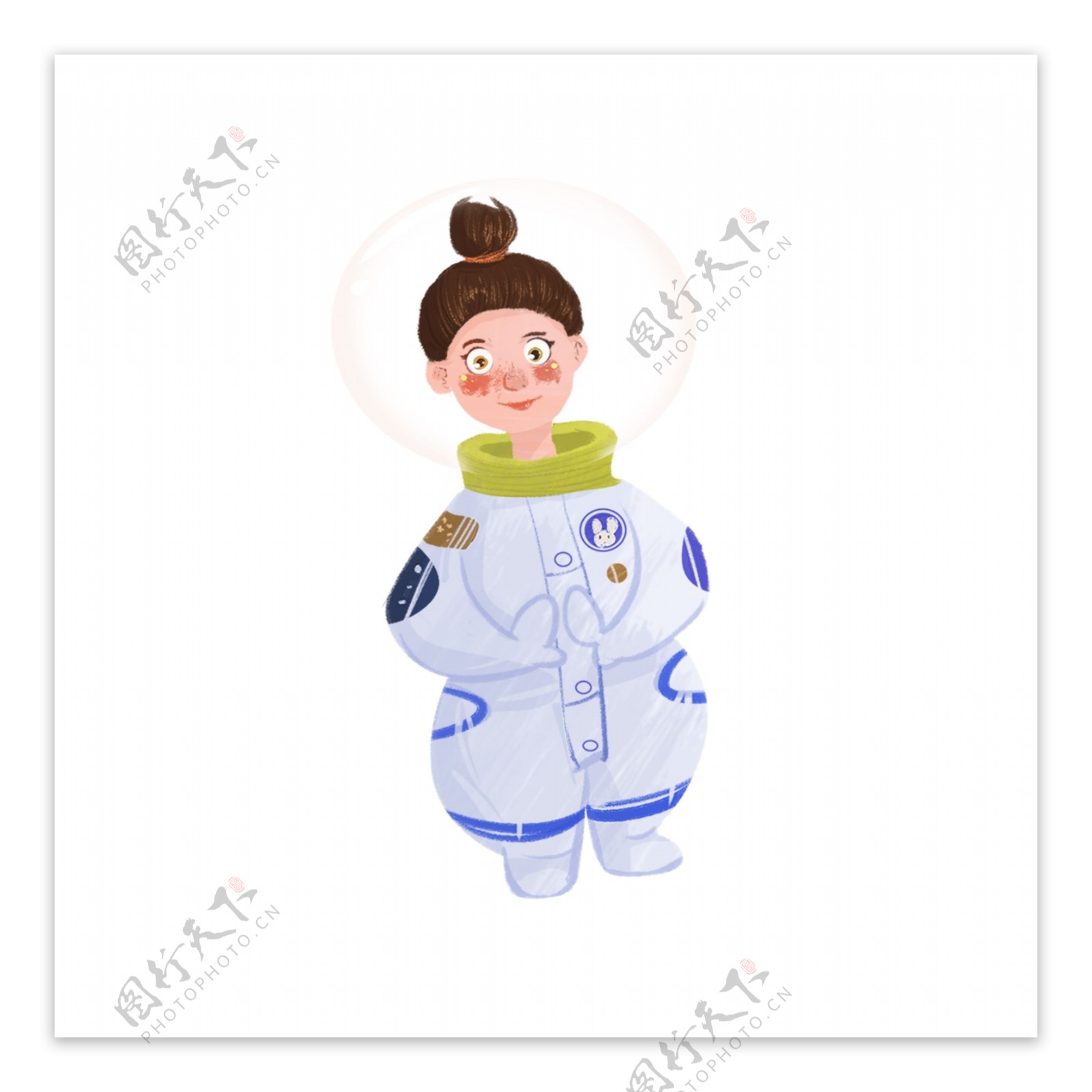 一位女性太空人卡通背景