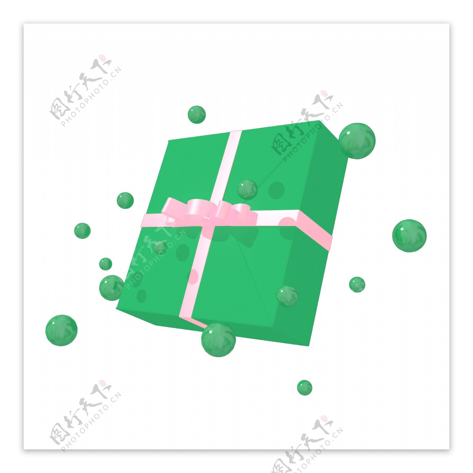 电商装饰浅绿色礼盒C4D可商用元素