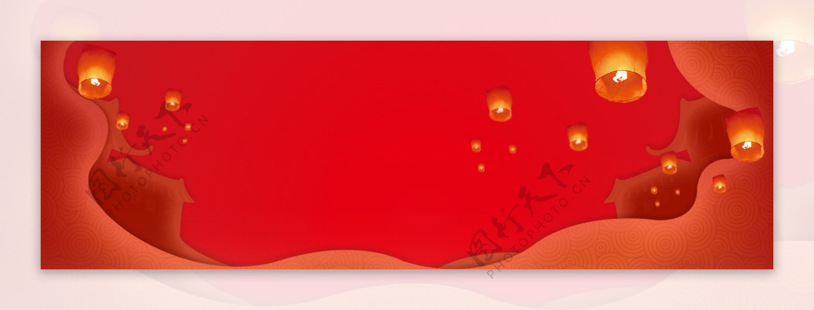 红色孔明灯春节舞台背景素材
