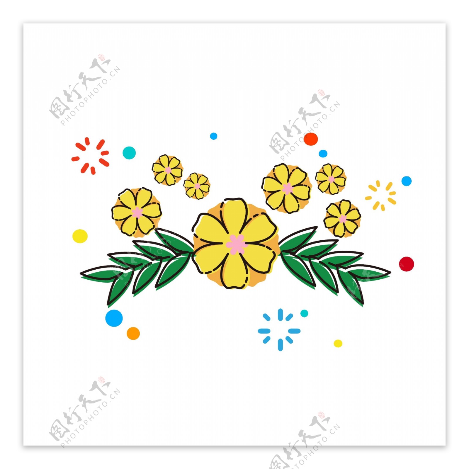 MBE黄色小花卡通手绘花卉植物花朵