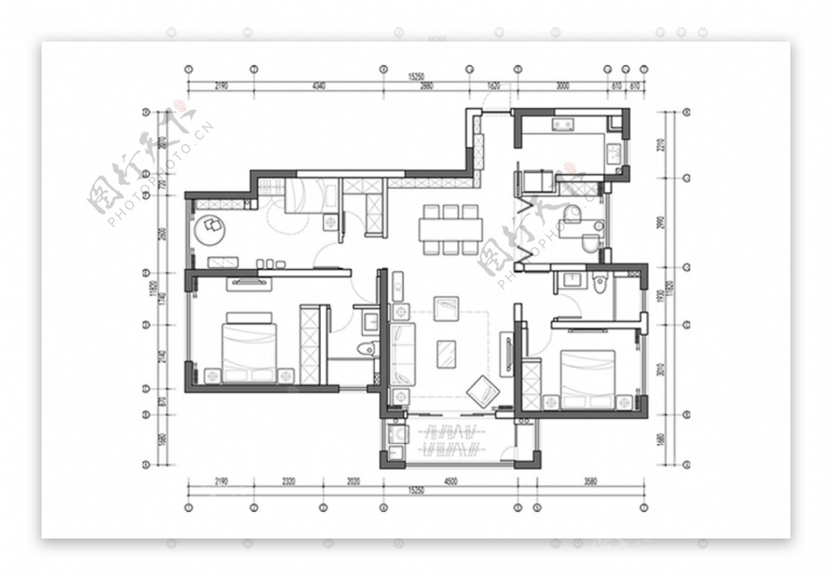 四居室户型CAD方案