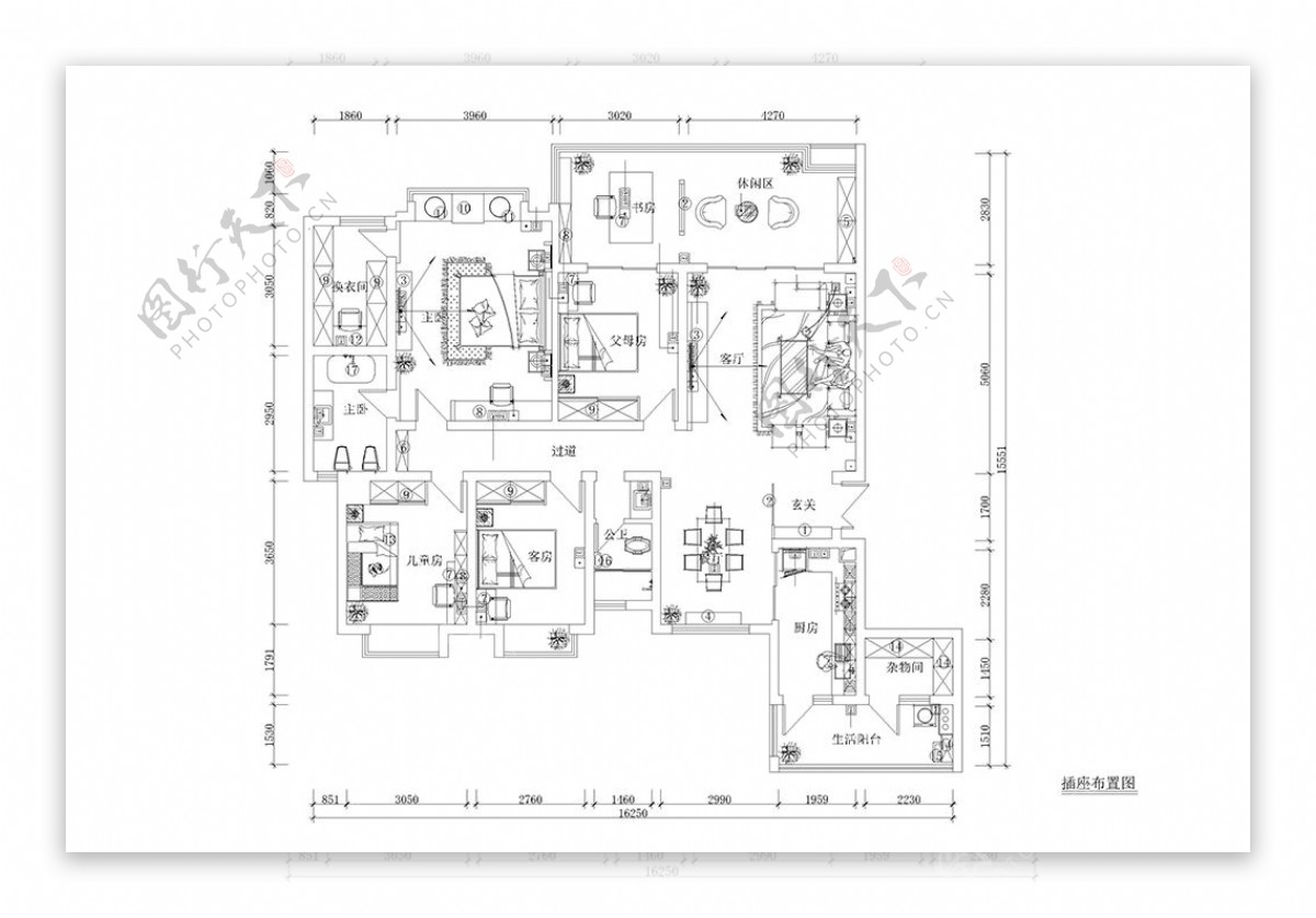 新中式家装平面布置施工图