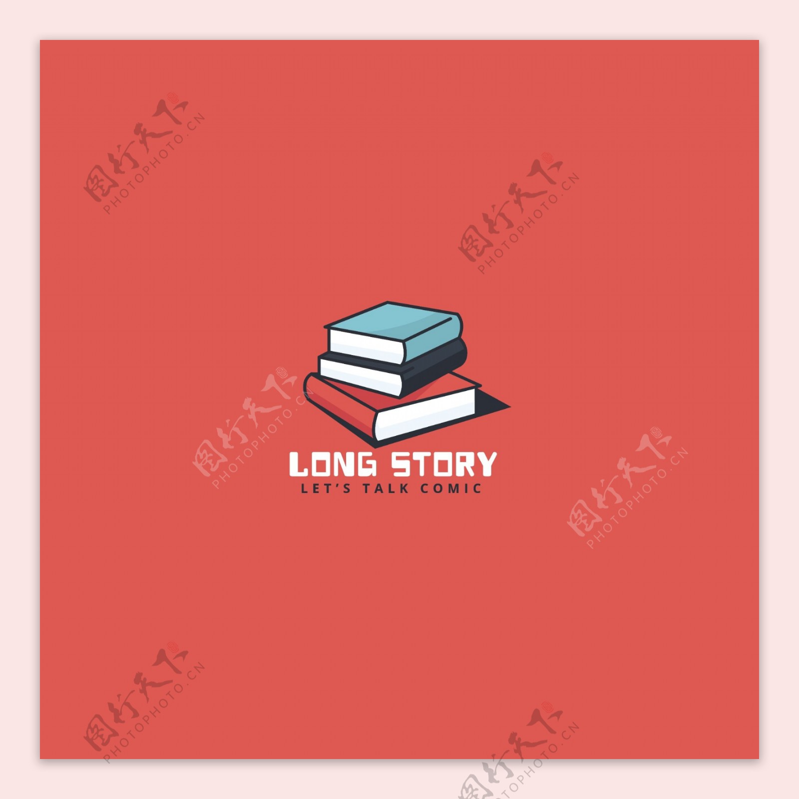 红色背景的书标志logo模板