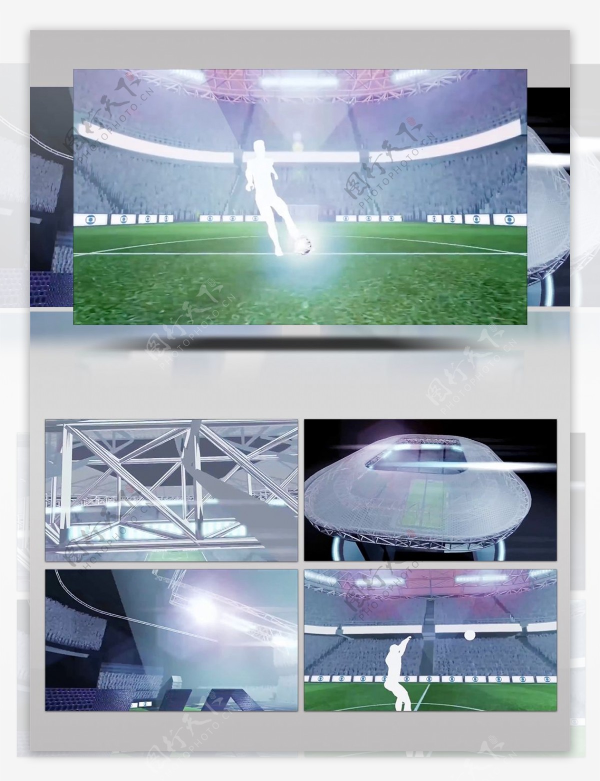 踢球及足球场所搭建动画模拟视频
