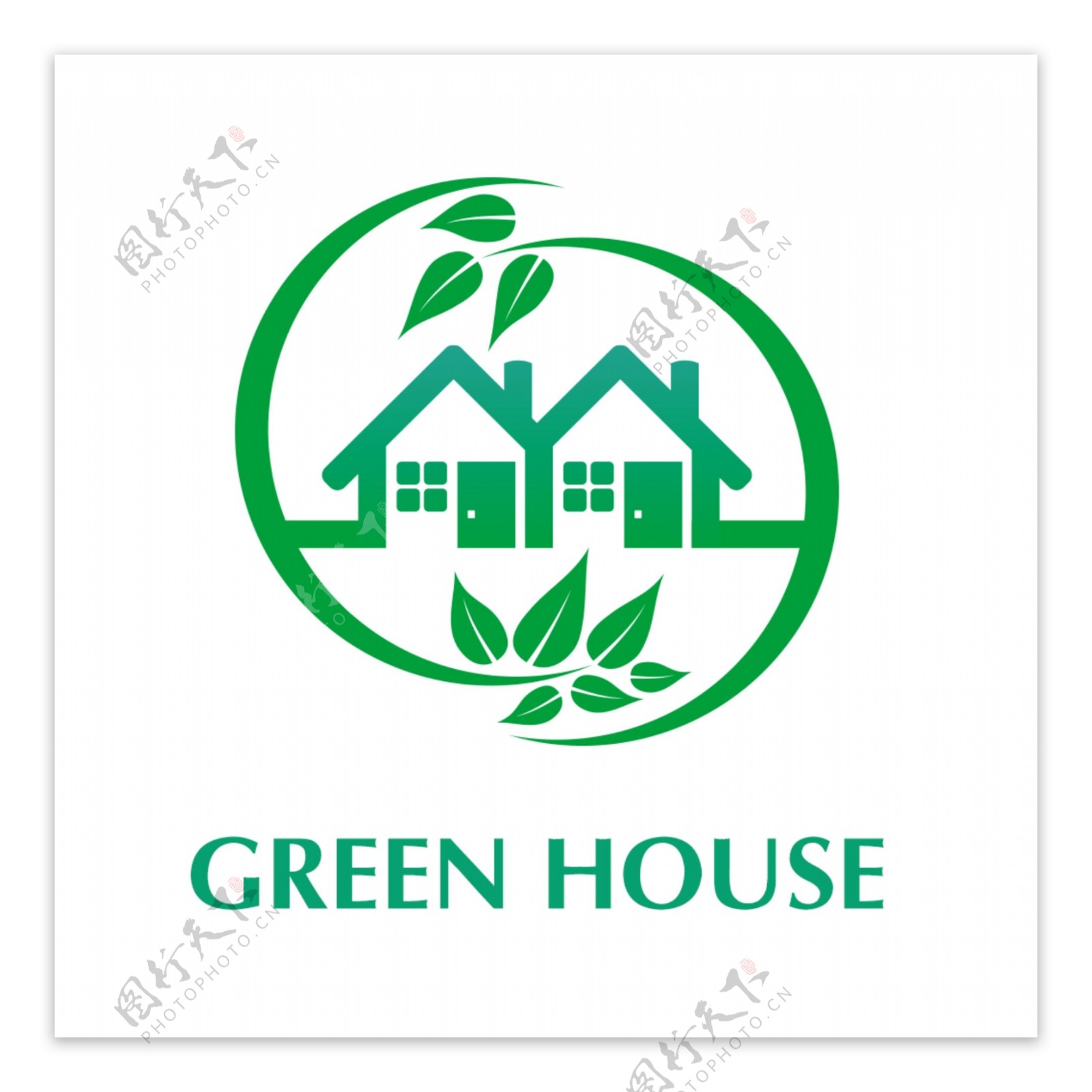 2018绿色house形状logo模板